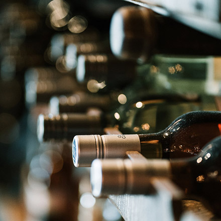 wine bottles in wine cellar